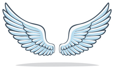 Obraz premium Abstract Illustrated White Wings Symbolic Angelic Design Elements