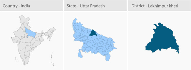 Obraz premium Lakhimpur_kheri_Vector_Map_UP_state detailed map illustration graphic for educational reference, geographic visualization, design layouts, presentatio