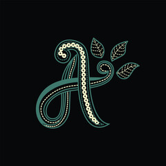 Luxury Floral Letter A Monogram Vector Illustration