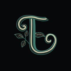 Luxury Floral Letter E Monogram Vector Illustration