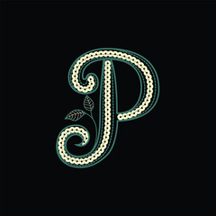 Luxury Floral Letter P Monogram Vector Illustration
