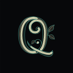 Luxury Floral Letter Q Monogram Vector Illustration
