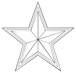 Obraz premium Stylized Five-Point Star Graphic with Internal Lines Creating Geometric Pattern and Double Outline Border