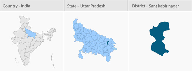 Obraz premium Sant_kabir_nagar_Vector_Map_UP_state detailed map illustration graphic for educational reference, geographic visualization, design layouts, presentati