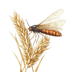 Thrips, delicate painting watercolor vector with vivid brush accents, isolated on a white background.
