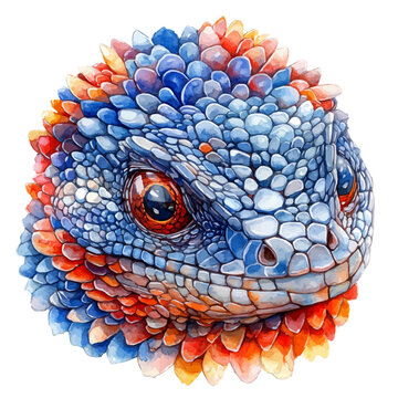 Thorny Devil, vibrant painting vector in watercolor style with playful brushwork and lively colors, isolated on a white background.