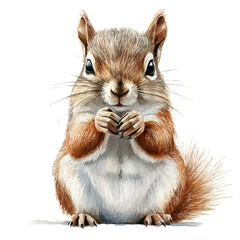 Squirrel, charming vector painting in watercolor with whimsical textures, isolated on a white background. © nuvex