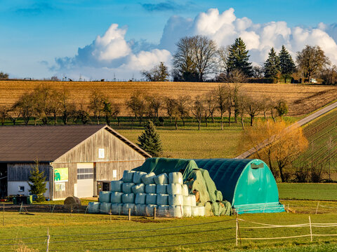 Silageballen lagern im Freien