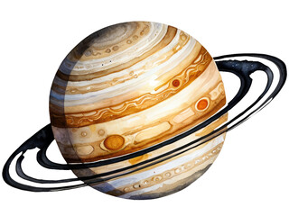 Fototapeta premium A planet with a prominent ring system, ideal for use in space-related contexts such as astronomy or science illustrations