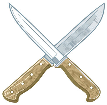 Crossed kitchen knives illustration