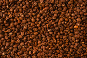 Fototapeta premium Coffee beans on a white background. Coffee beans texture.