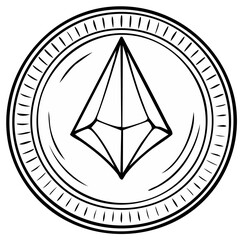 Minimalist Geometric Diamond Emblem within Circular Outline Line Art Design