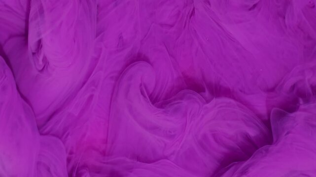 Ink smog. Color smoke. Defocused purple water fog chemical pigment wave wet texture fluid swirling on white art acrylic abstraction.