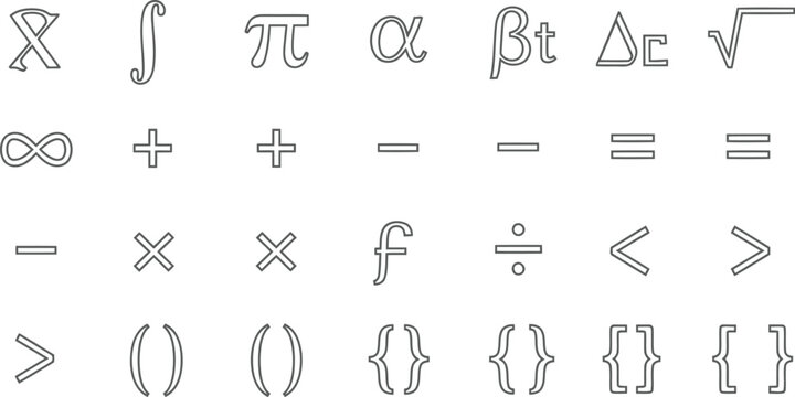 Collection of mathematical and logical symbols with comparison operators