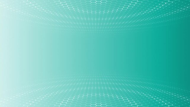 Cyan color moving hexagonal shapes with blank space gradient design loopable seamless gradient background