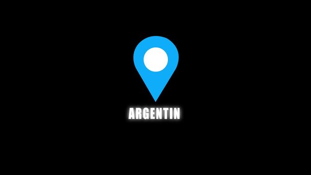 Blue location pin icon with the word ARGENTIN