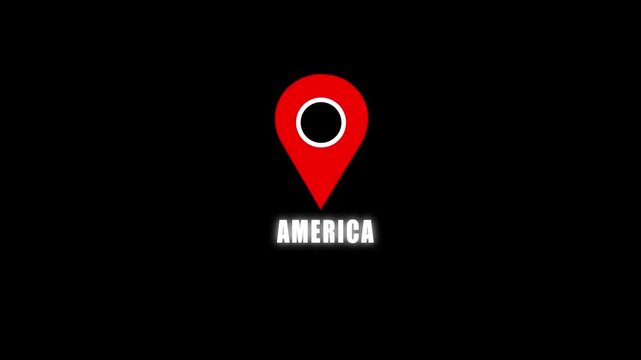 Red location pin icon with the word AMERICA below