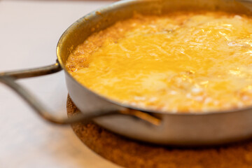 Close-Up of Traditional Turkish Menemen with Kashar Cheese