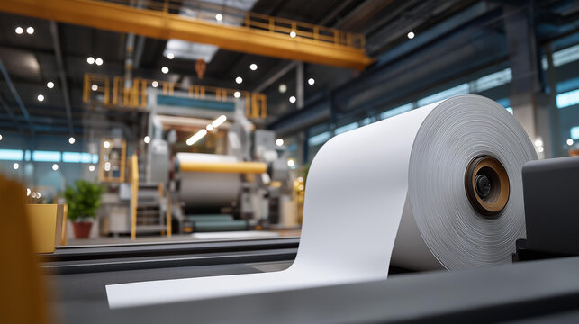 In a modern factory, the roll winder is busy transforming large sheets of material into manageable rolls, optimizing space utilization while highlighting the importance of automation in