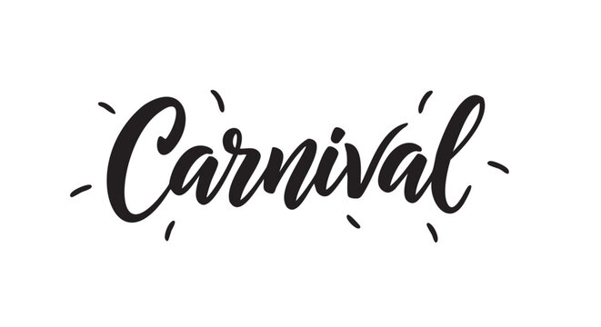 Handwritten carnival text isolated on transparent background