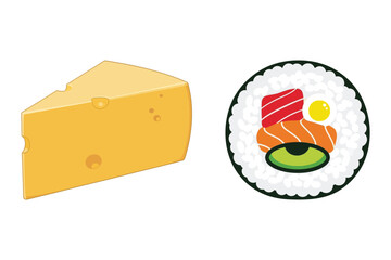 Cheese and Sushi Illustration
