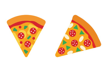 Pepperoni Pizza Slices Icon Set