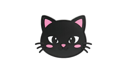 Obraz premium Cute Black Cat Face with Pink Accents