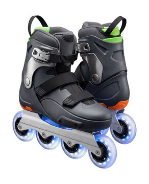 Light-up inline skates with LED wheels.