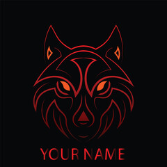 Glowing red wolf head with text