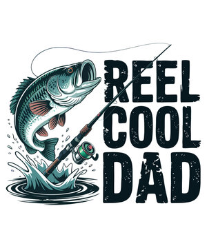 Vintage style t-shirt design featuring a fish and cool dad text
