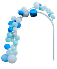 Blue and White Balloon Arch Template Isolated on Transparent Background