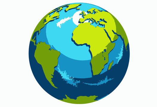 Vibrant Illustration of Earth Depicting Continents, Oceans, and Atmosphere in Bright Colors Highlighting the Planet's Unique Features