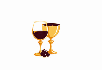 Artistic Composition Featuring Two Wine Glasses with Red Wine and Grapes Showcasing Elegance and Sophistication in a Minimalist Setting