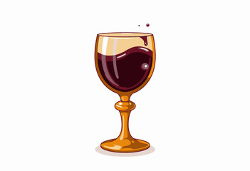 Elegant Artistic Illustration of a Wine Glass Filled with Rich Red Wine Against a Clean White Background Capturing the Essence of Wine Culture