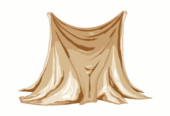 Artistic Illustration of a Draped Fabric with Folds: Exploring Textures and Flowing Forms in Neutral Tones on a Minimalistic White Background