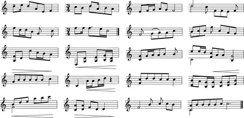 A blurry image of musical notes isolated on transparent background