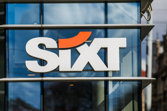 RIGA, LATVIA. 31st March 2022. Selective focus photo. Sixt company logo. Sixt is an international mobility service provider with about 2000 locations in over 110 countries.