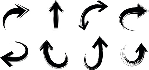 Obraz premium Collection hand drawn arrows. Set simple arrows isolated on white background. Arrow mark icons. Arrow paint - stock vector.