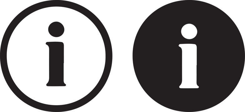 Information icon symbol: Letter "i" in circle vector illustration