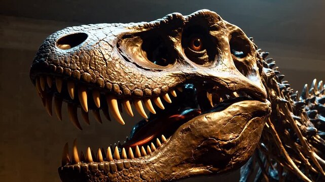 Dinosaur skull with sharp teeth