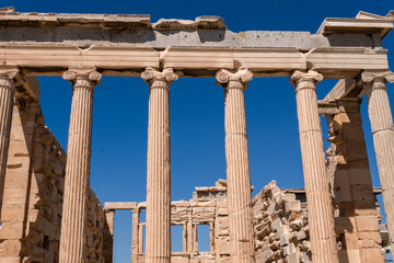 Obraz premium Columns of the Erechtheion temple, Acropolis of Athens, Athens, Greece