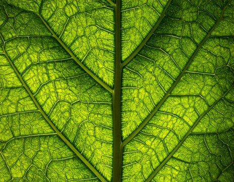 Intricate textures of a green leaf with detailed veins and patterns
