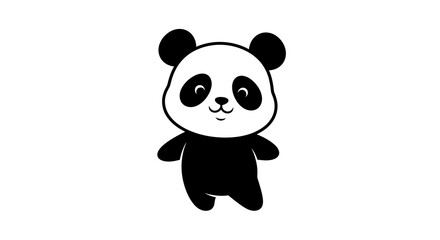 A cute black silhouette panda mascot with a kawaii design, illustration for Chinese New Year or traditional Chinese culture on a white background. © saputra sida