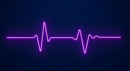 Vibrant Neon Pulse Line Representing Heartbeat on a Dark Blue Background