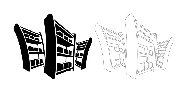 Empty shelves in a library or store, ready for inventory or display.