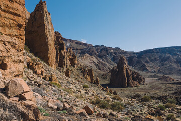 Fototapeta premium Beautiful volcanic rocks and desert in Teide National Park, Tenerife, Canarian islands, Spain