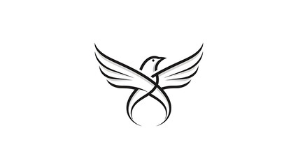 Abstract bird with infinity symbol wings isolated on a transparent background