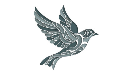 Fototapeta premium Abstract gray bird with stylized wings isolated on a transparent background