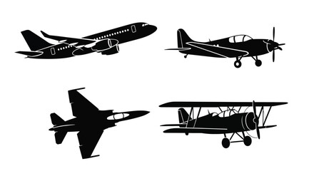 Four aircraft in flight depicted as a striking black silhouette © mst