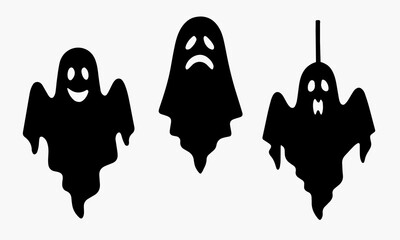 Obraz premium Halloween Ghost Silhouette Set - creepy images of black ghosts.